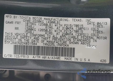 2013 Toyota Tacoma z USA, uszkodzony, nr VIN 5TFJX4CN2DX031584
